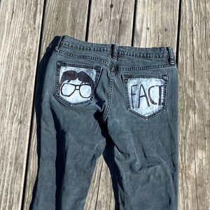 Office themed gray jeans